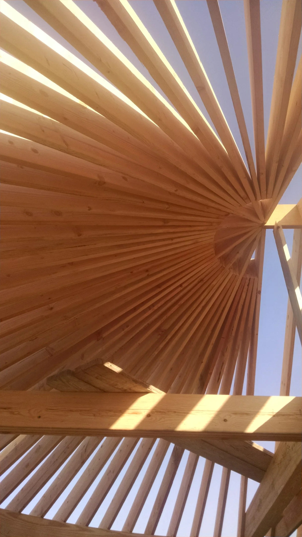Circular ceiling framing detail under construction