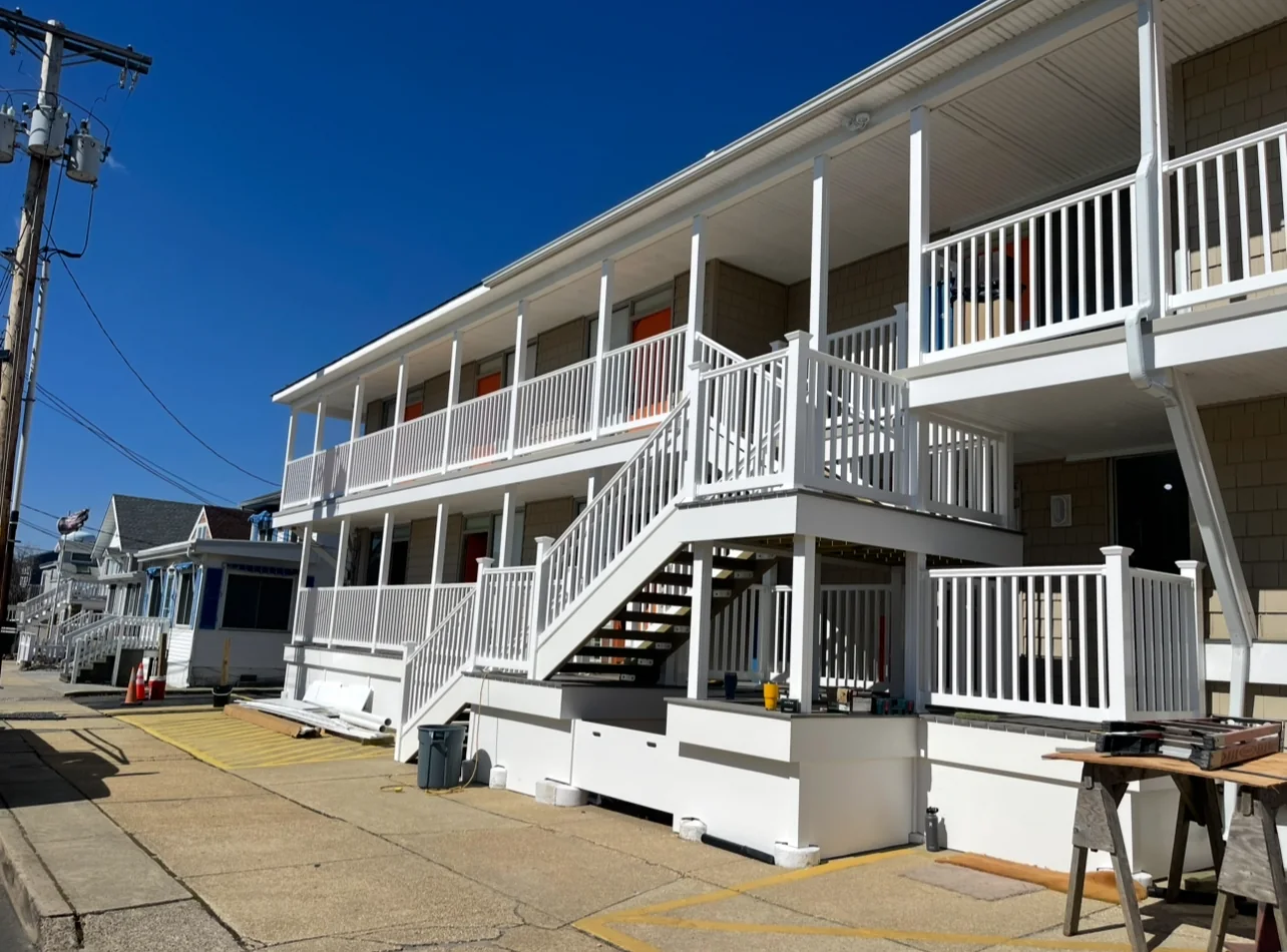 Finished motel balcony rail and stair rebuild